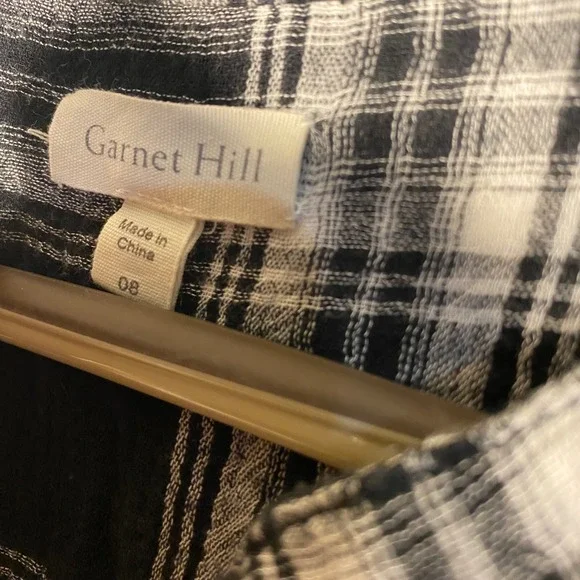 Garnet Hill Black White Plaid Organic Cotton Tunic Dress 08 - Picture 5 of 7